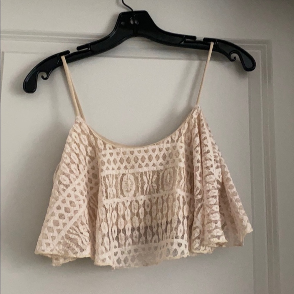 Crotchet crop flowy tank - S